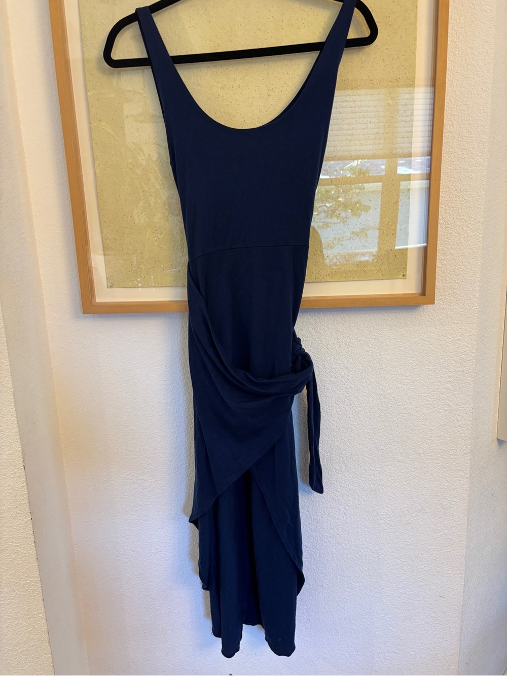 Reformation Jeans Sleeveless Navy Side-Tie Midi Dress size medium worn twice - Picture 3 of 8
